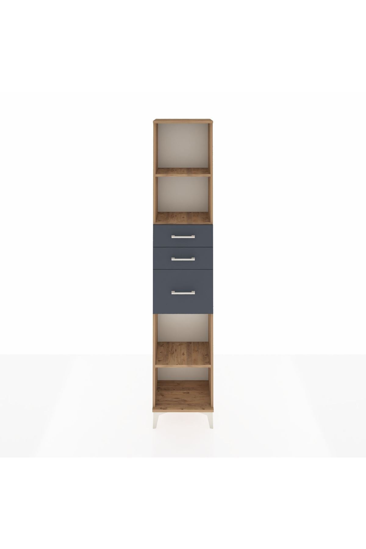 Arges Dolap 3 Raflı 3 Çekmeceli 44x30x221 Çam-Antrasit