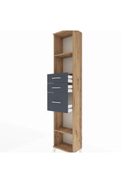 Arges Dolap 3 Raflı 3 Çekmeceli 44x30x221 Çam-Antrasit