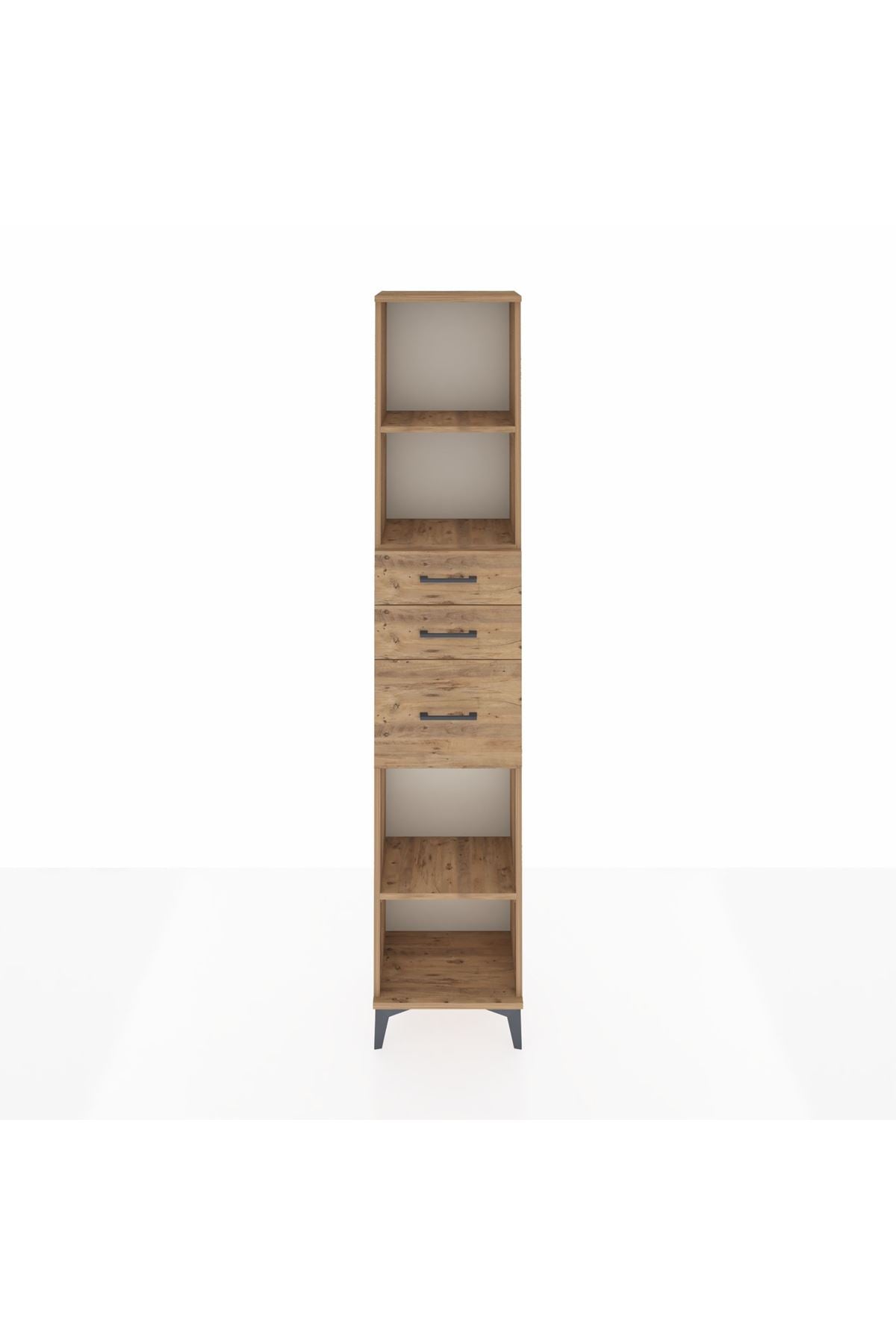 Arges Dolap 3 Raflı 3 Çekmeceli 44x30x221 Çam-Çam