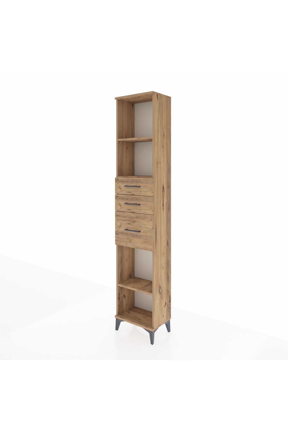 Arges Dolap 3 Raflı 3 Çekmeceli 44x30x221 Çam-Çam