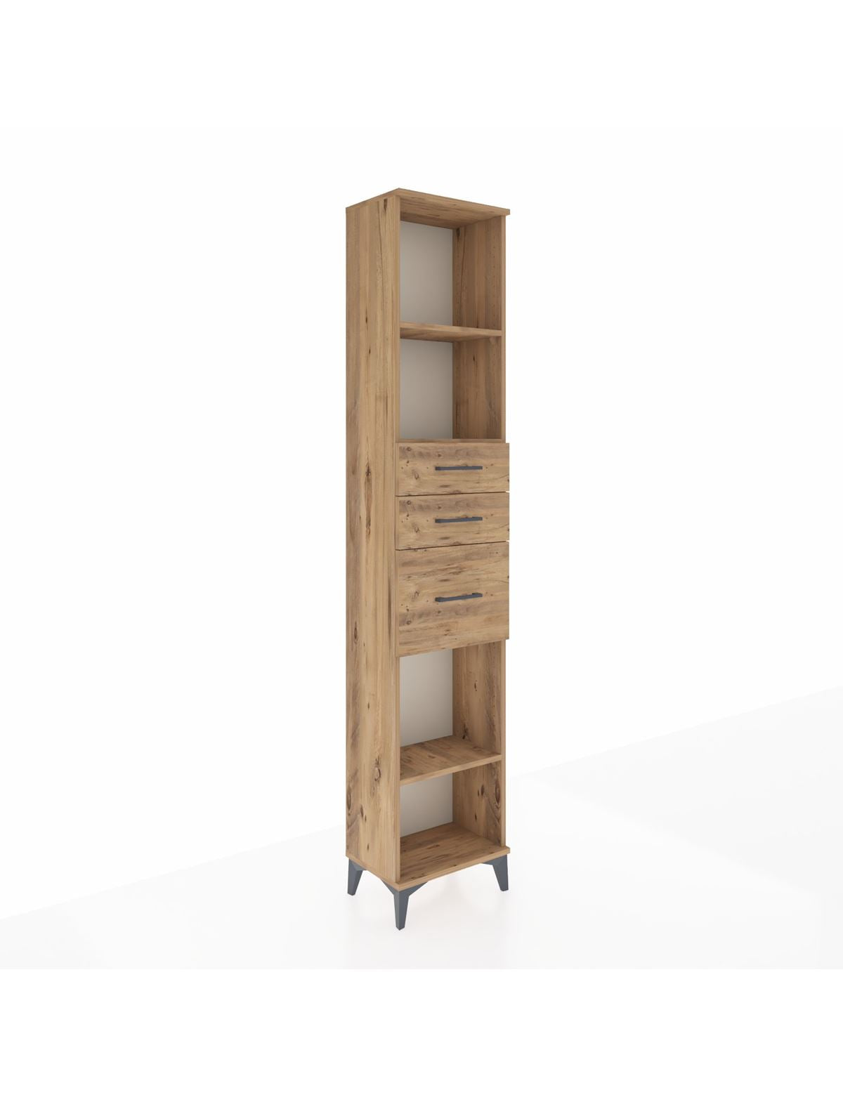 Arges Dolap 3 Raflı 3 Çekmeceli 44x30x221 Çam-Çam