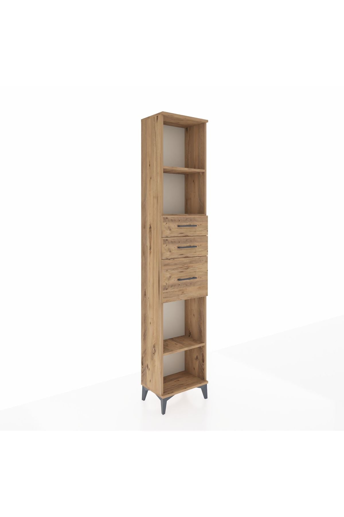 Arges Dolap 3 Raflı 3 Çekmeceli 44x30x221 Çam-Çam