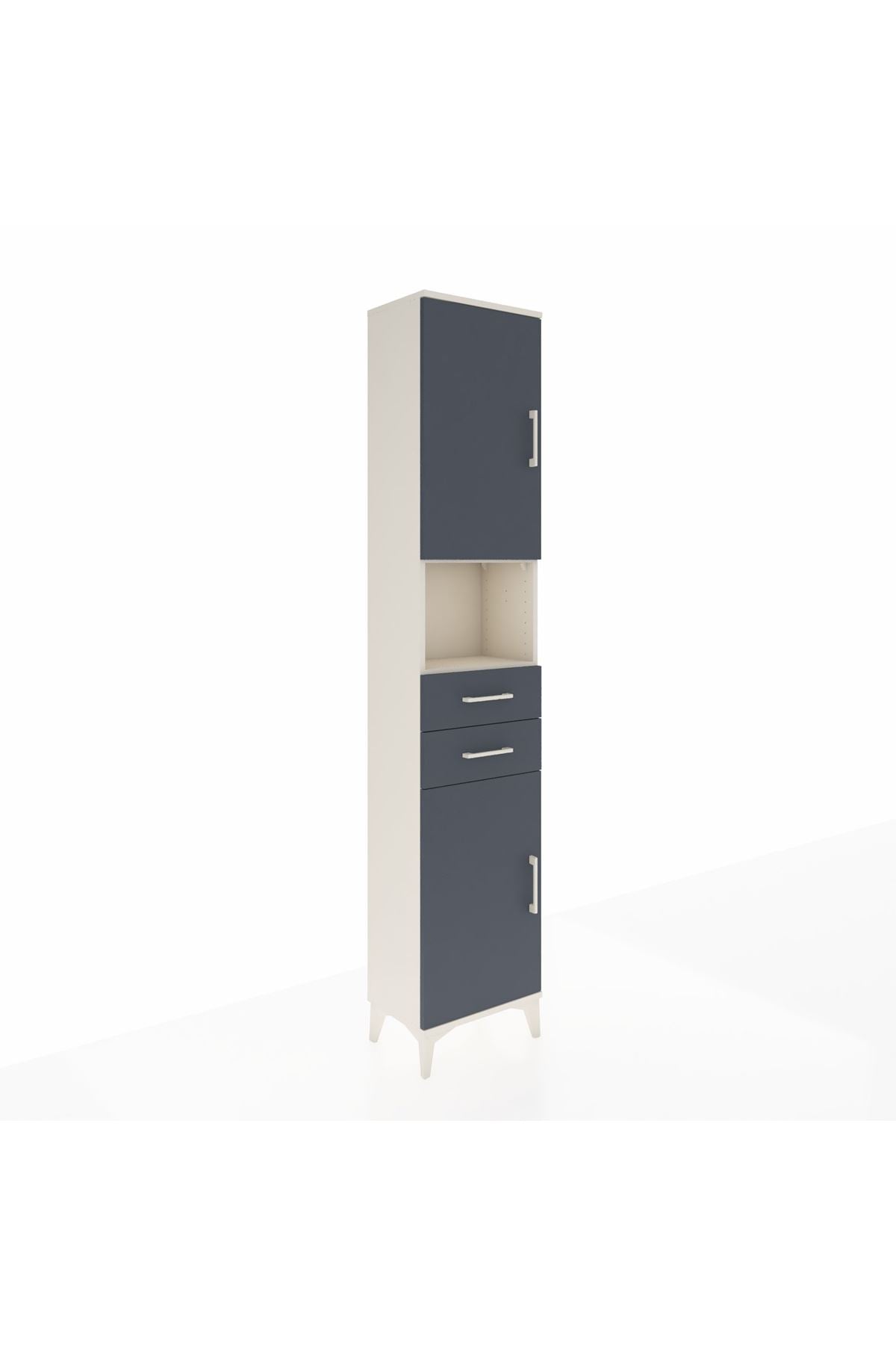 Arges Dolap 4 Raflı 2 Çekmeceli 2 Kapaklı 44x30x221 Aytaşı-Antrasit