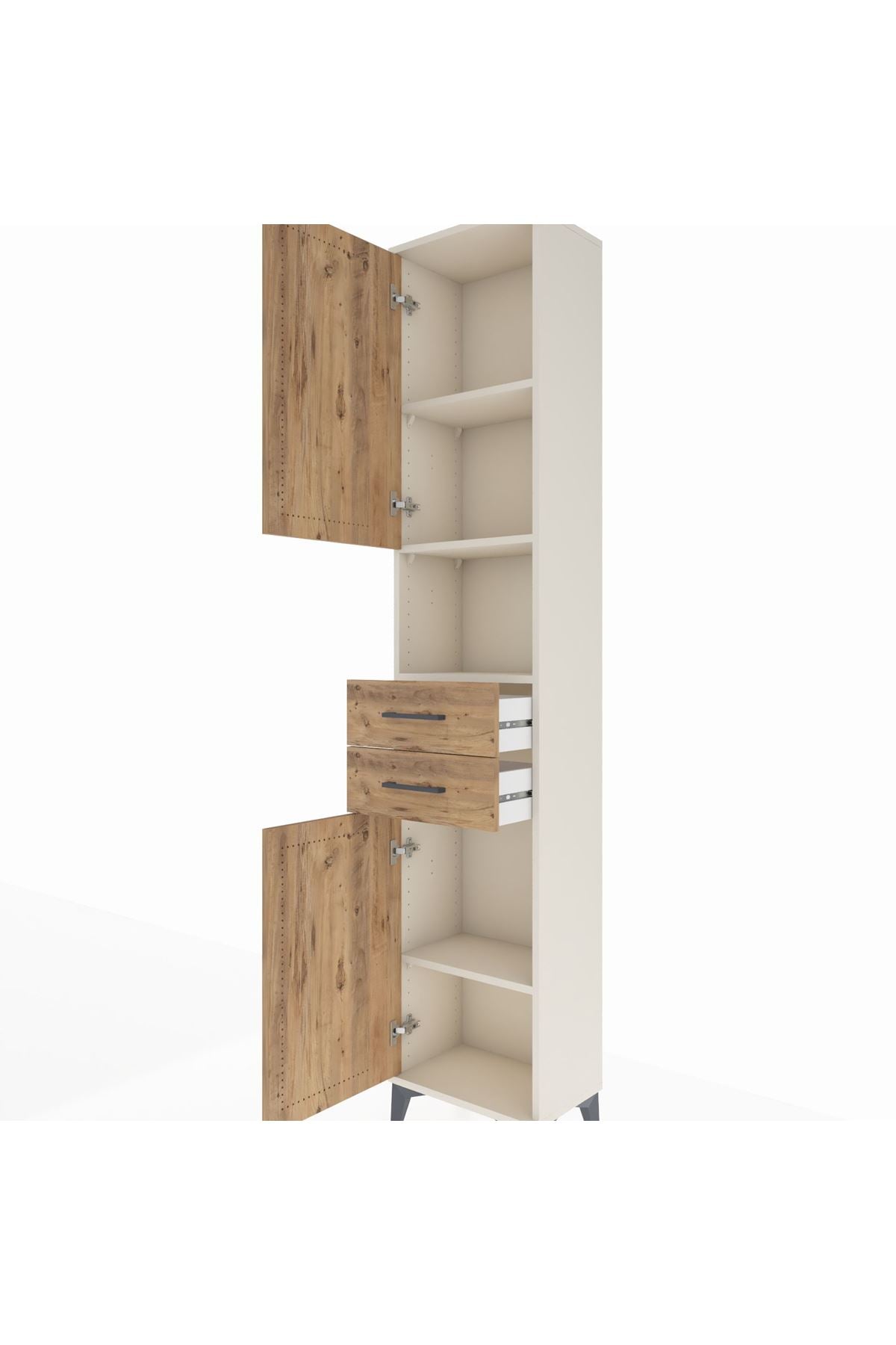 Arges Dolap 4 Raflı 2 Çekmeceli 2 Kapaklı 44x30x221 Aytaşı-Çam