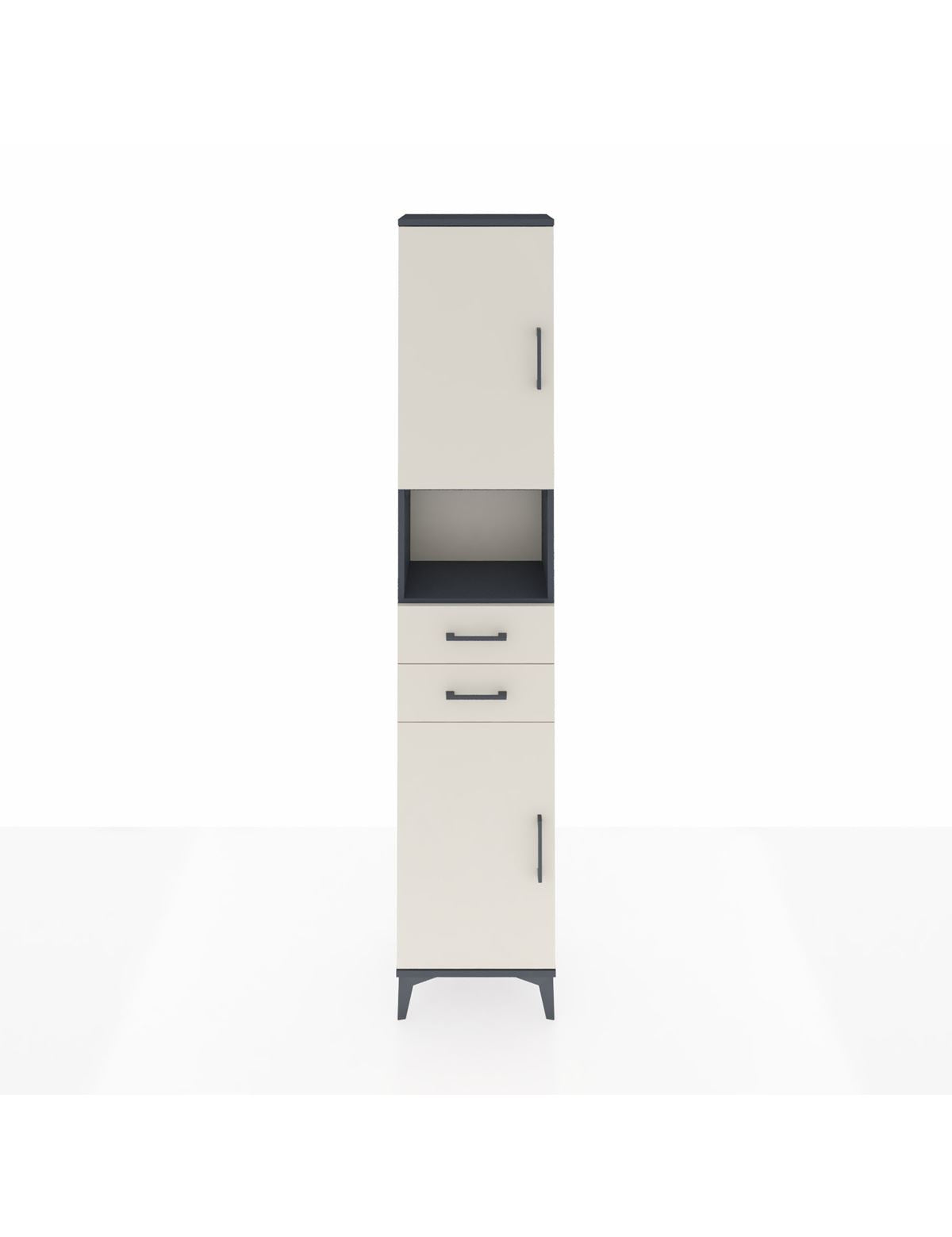 Arges Dolap 4 Raflı 2 Çekmeceli 2 Kapaklı 44x30x221 Antrasit-Aytaşı