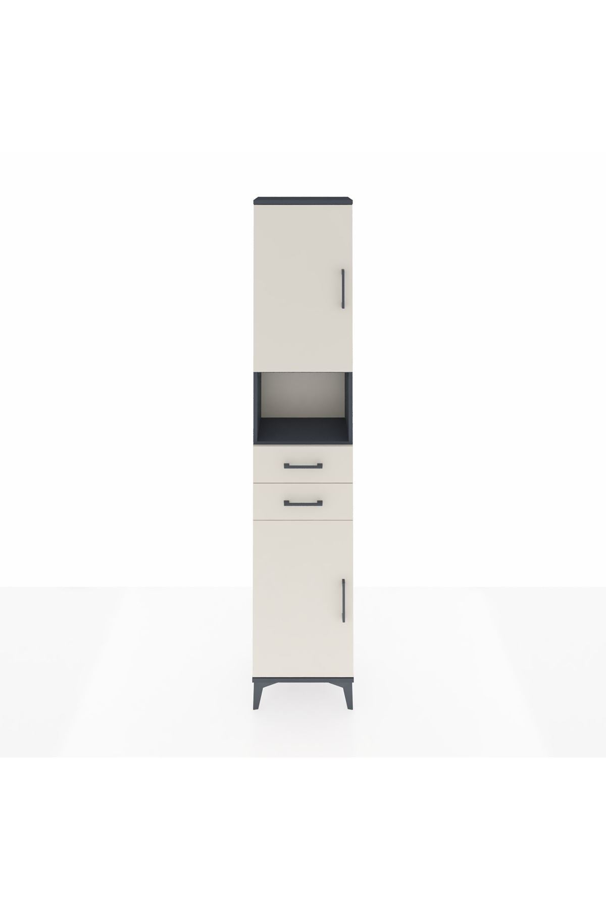 Arges Dolap 4 Raflı 2 Çekmeceli 2 Kapaklı 44x30x221 Antrasit-Aytaşı