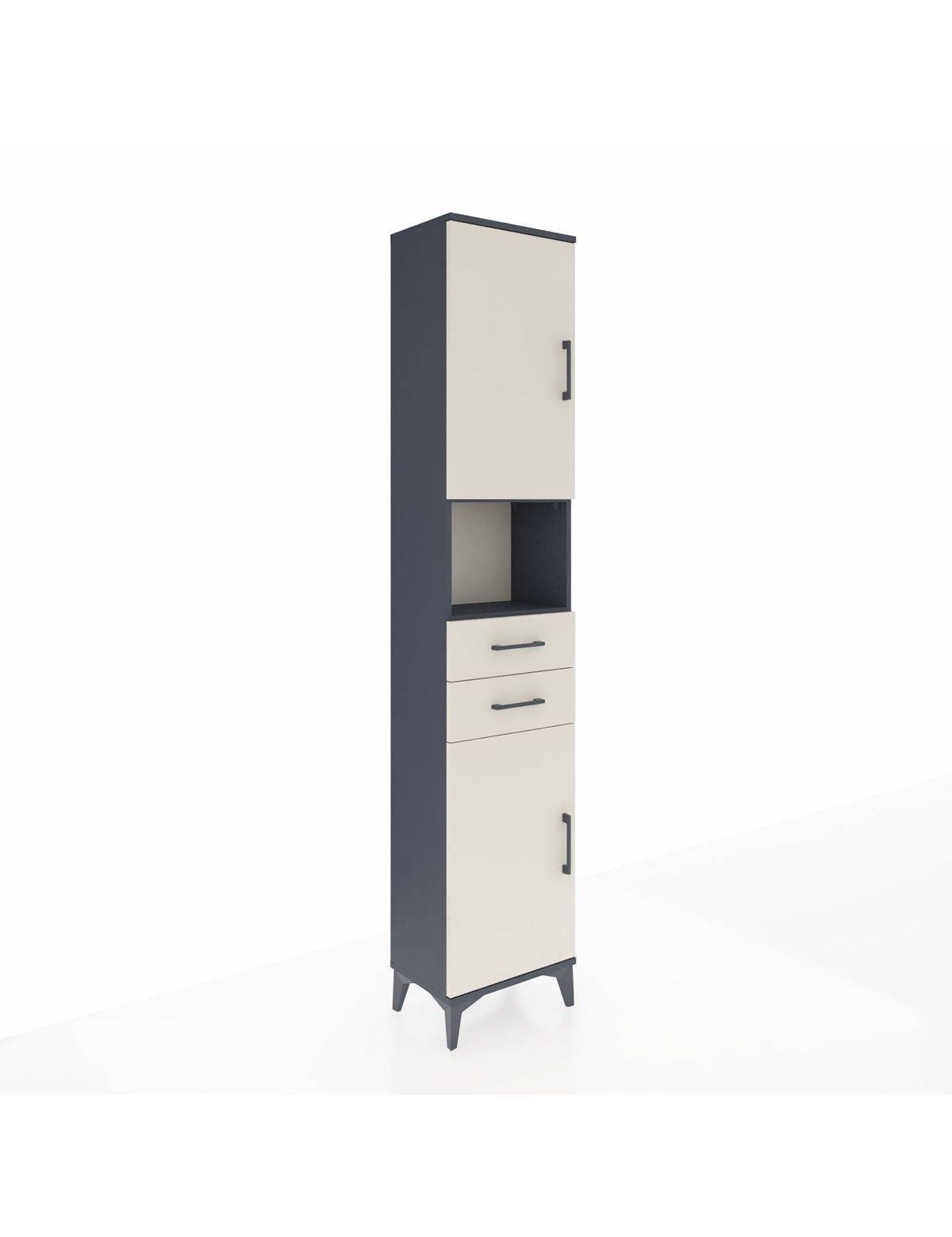 Arges Dolap 4 Raflı 2 Çekmeceli 2 Kapaklı 44x30x221 Antrasit-Aytaşı