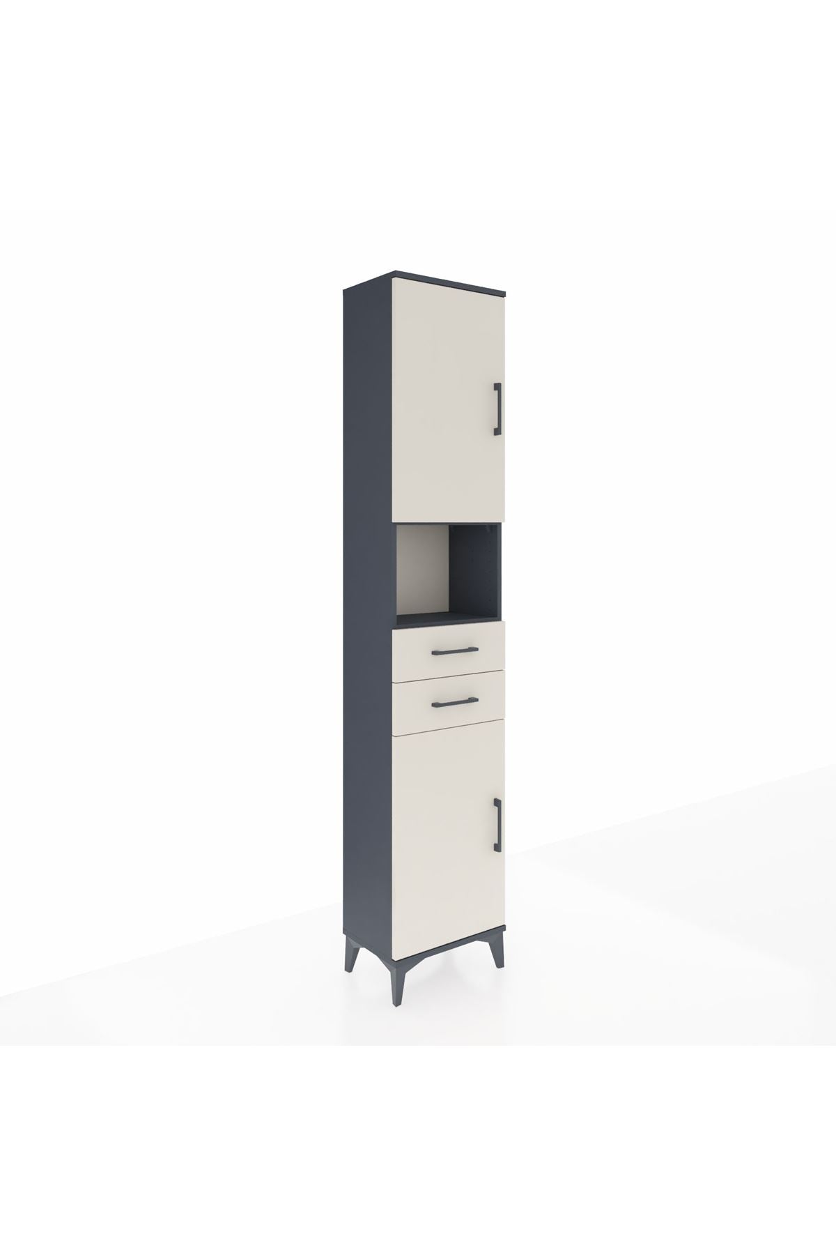 Arges Dolap 4 Raflı 2 Çekmeceli 2 Kapaklı 44x30x221 Antrasit-Aytaşı