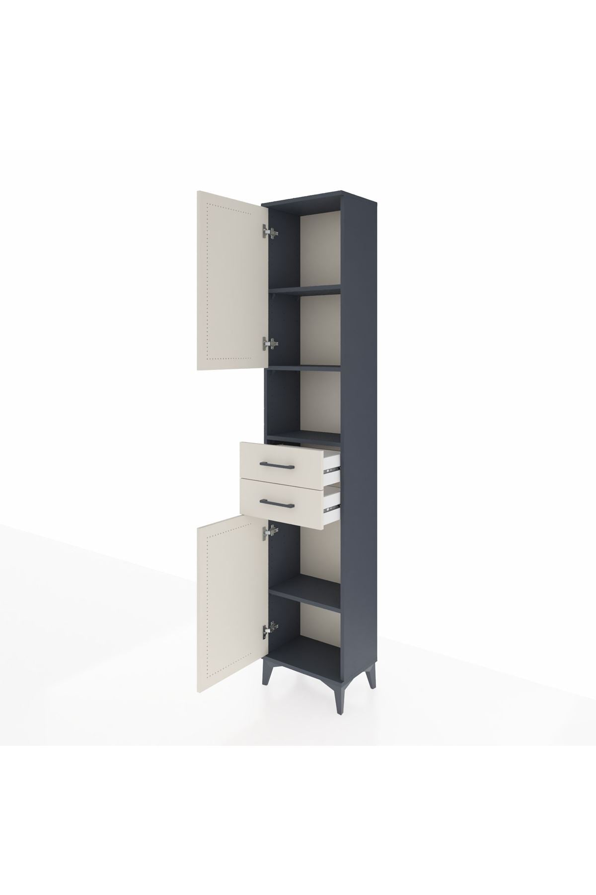 Arges Dolap 4 Raflı 2 Çekmeceli 2 Kapaklı 44x30x221 Antrasit-Aytaşı