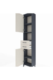 Arges Dolap 4 Raflı 2 Çekmeceli 2 Kapaklı 44x30x221 Antrasit-Aytaşı