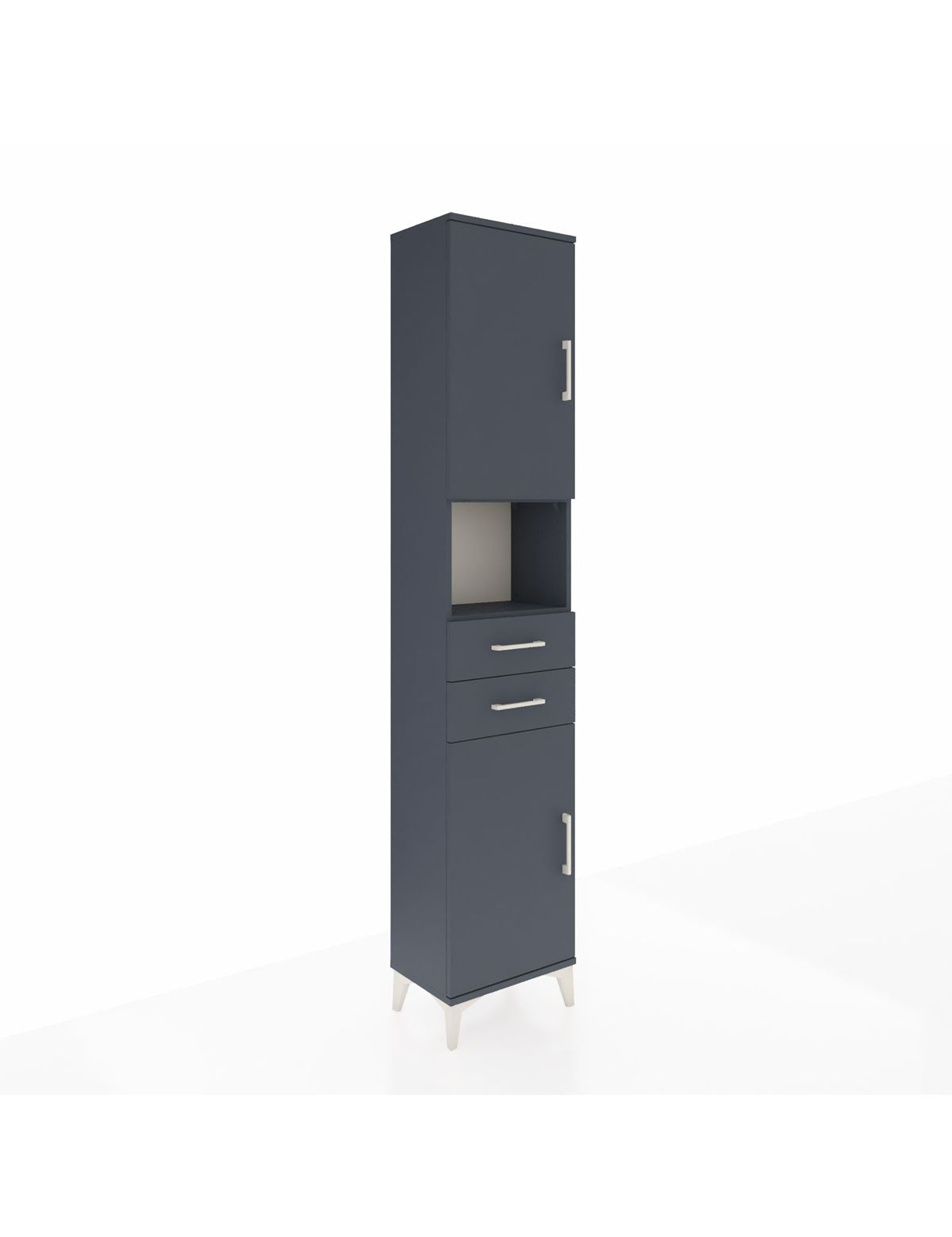 Arges Dolap 4 Raflı 2 Çekmeceli 2 Kapaklı 44x30x221 Antrasit-Antrasit