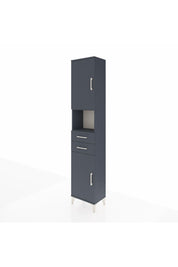 Arges Dolap 4 Raflı 2 Çekmeceli 2 Kapaklı 44x30x221 Antrasit-Antrasit