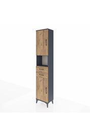 Arges Dolap 4 Raflı 2 Çekmeceli 2 Kapaklı 44x30x221 Antrasit-Çam