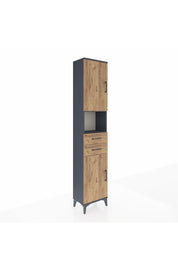 Arges Dolap 4 Raflı 2 Çekmeceli 2 Kapaklı 44x30x221 Antrasit-Çam