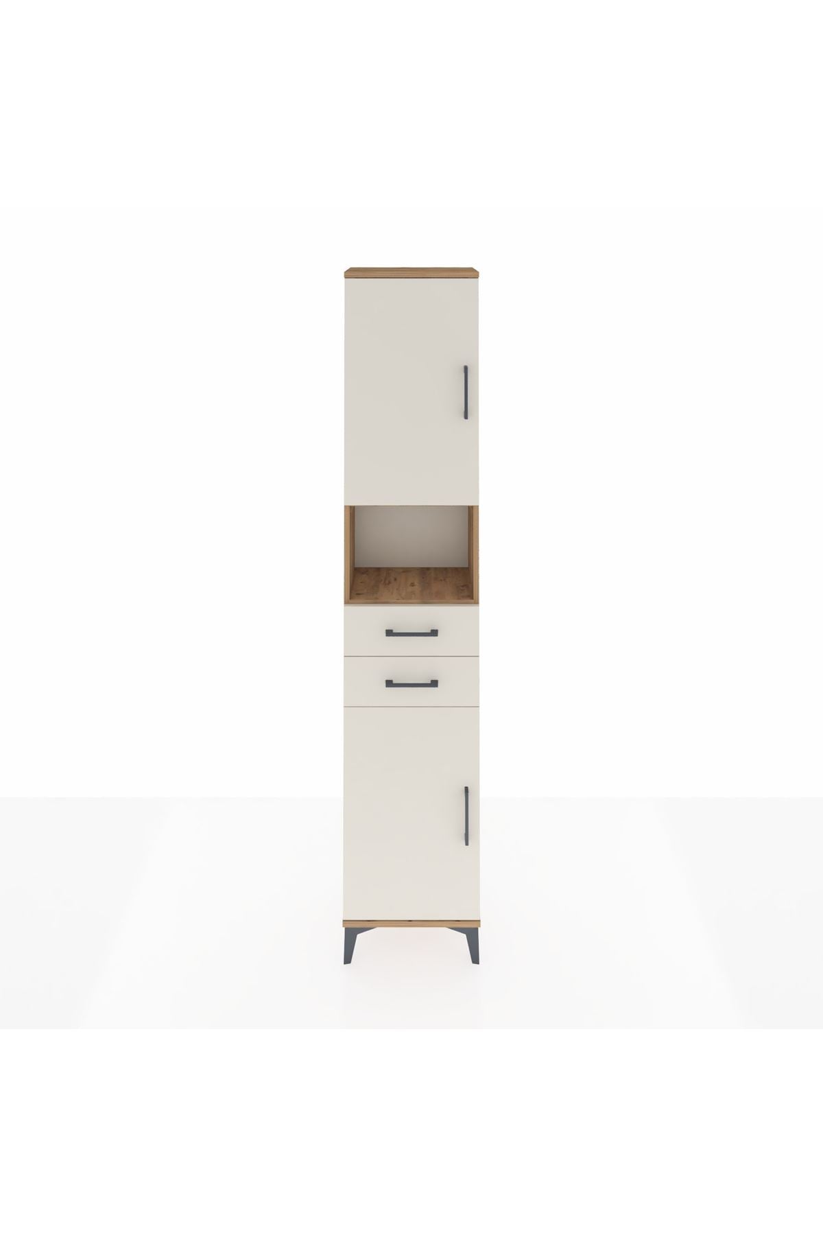 Arges Dolap 4 Raflı 2 Çekmeceli 2 Kapaklı 44x30x221 Çam-Aytaşı