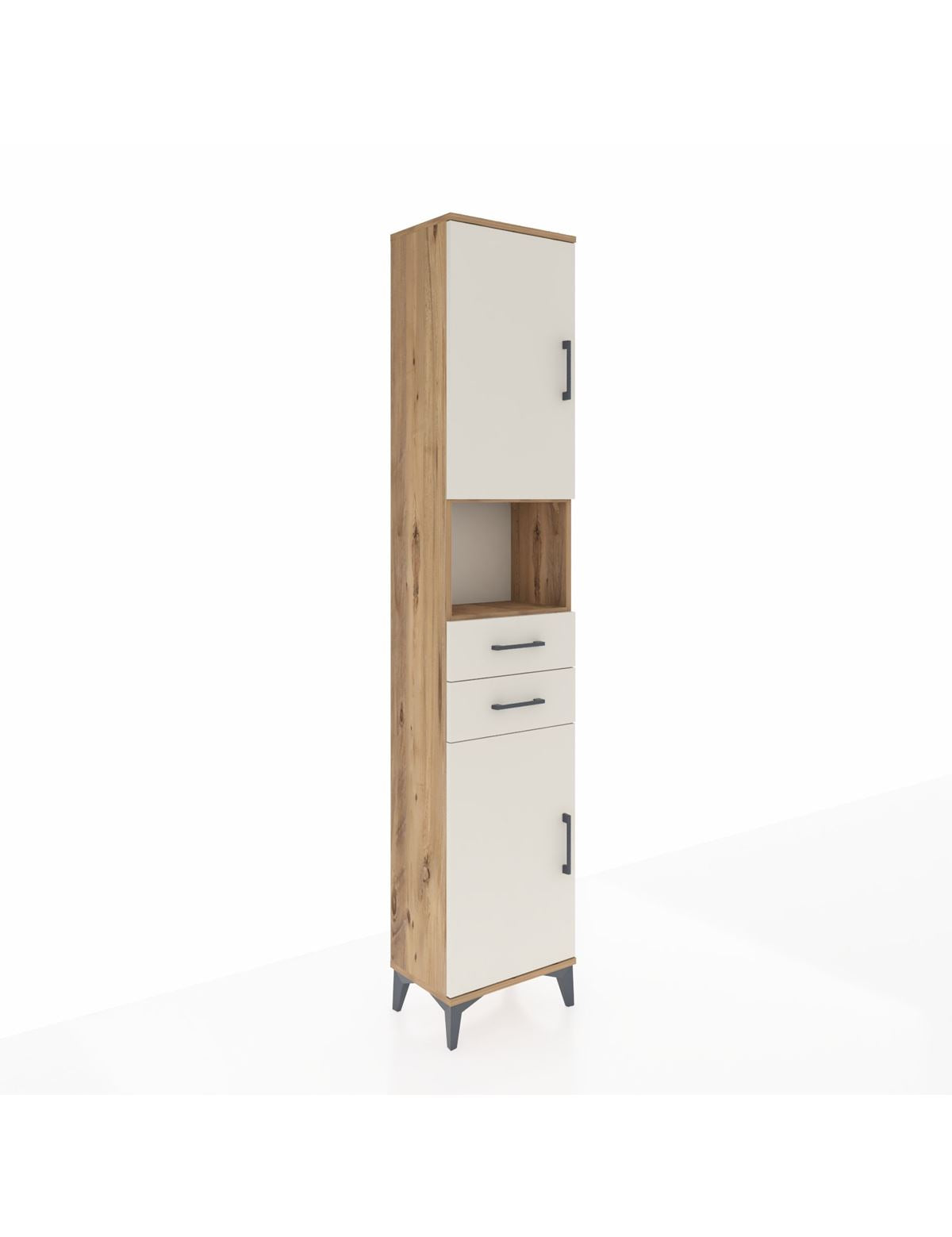 Arges Dolap 4 Raflı 2 Çekmeceli 2 Kapaklı 44x30x221 Çam-Aytaşı