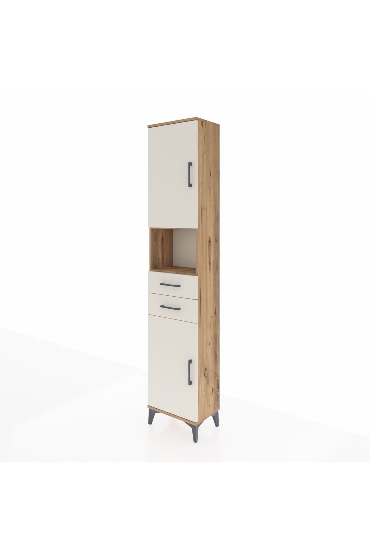 Arges Dolap 4 Raflı 2 Çekmeceli 2 Kapaklı 44x30x221 Çam-Aytaşı