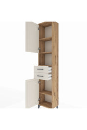 Arges Dolap 4 Raflı 2 Çekmeceli 2 Kapaklı 44x30x221 Çam-Aytaşı