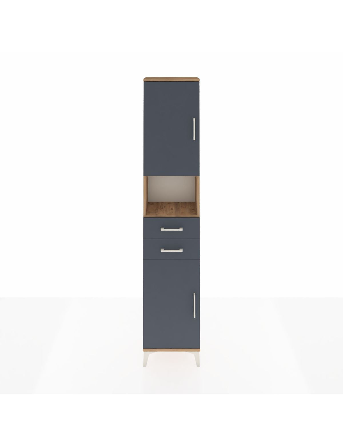 Arges Dolap 4 Raflı 2 Çekmeceli 2 Kapaklı 44x30x221 Çam-Antrasit