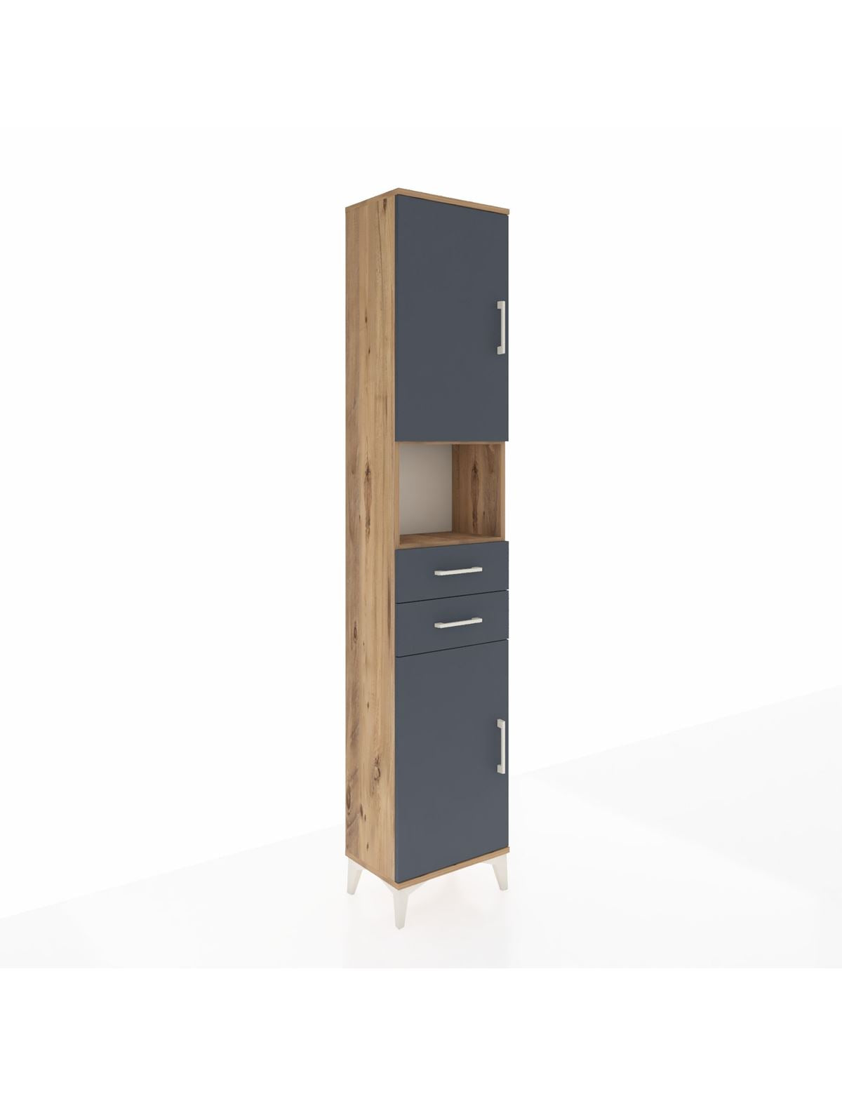 Arges Dolap 4 Raflı 2 Çekmeceli 2 Kapaklı 44x30x221 Çam-Antrasit