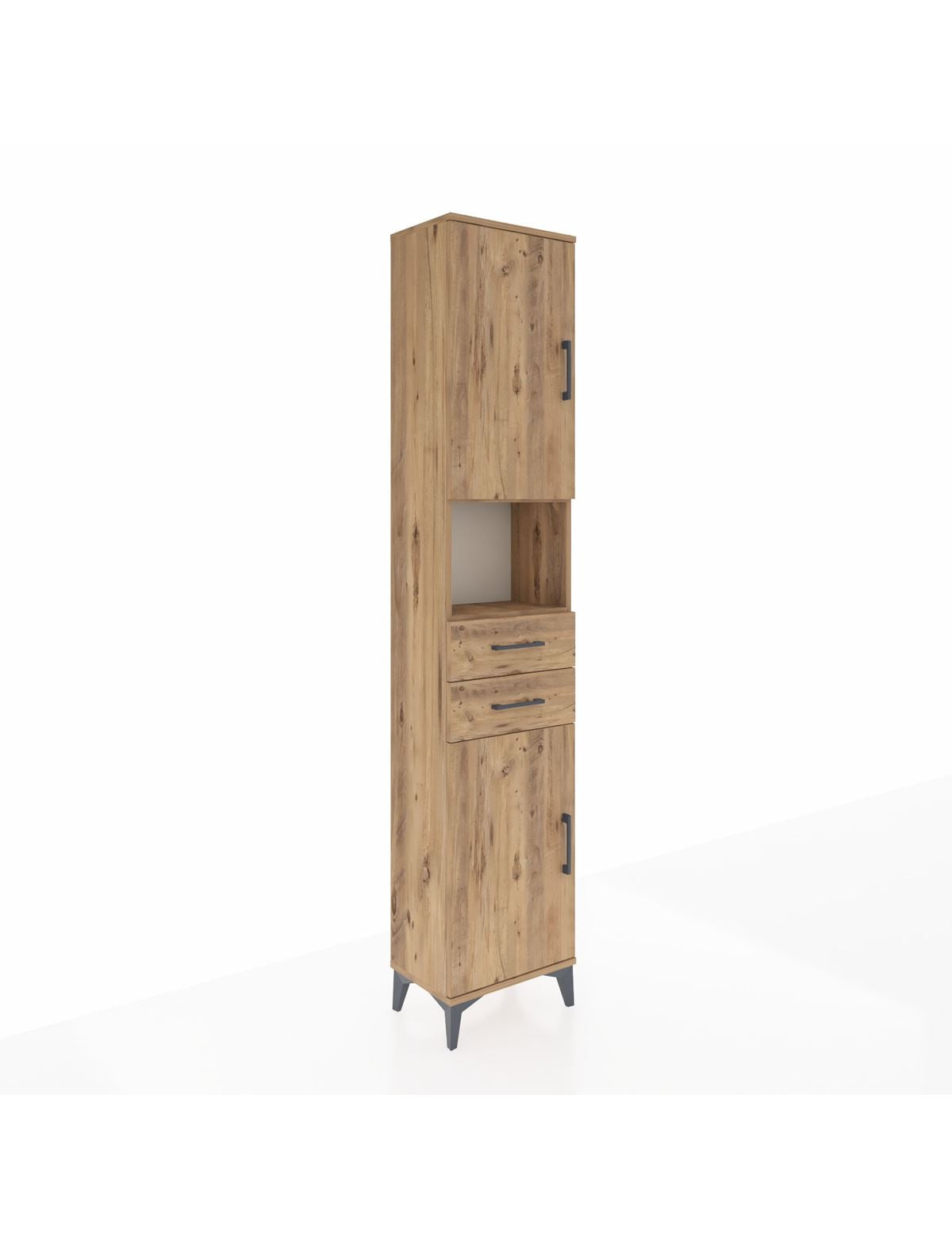 Arges Dolap 4 Raflı 2 Çekmeceli 2 Kapaklı 44x30x221 Çam-Çam