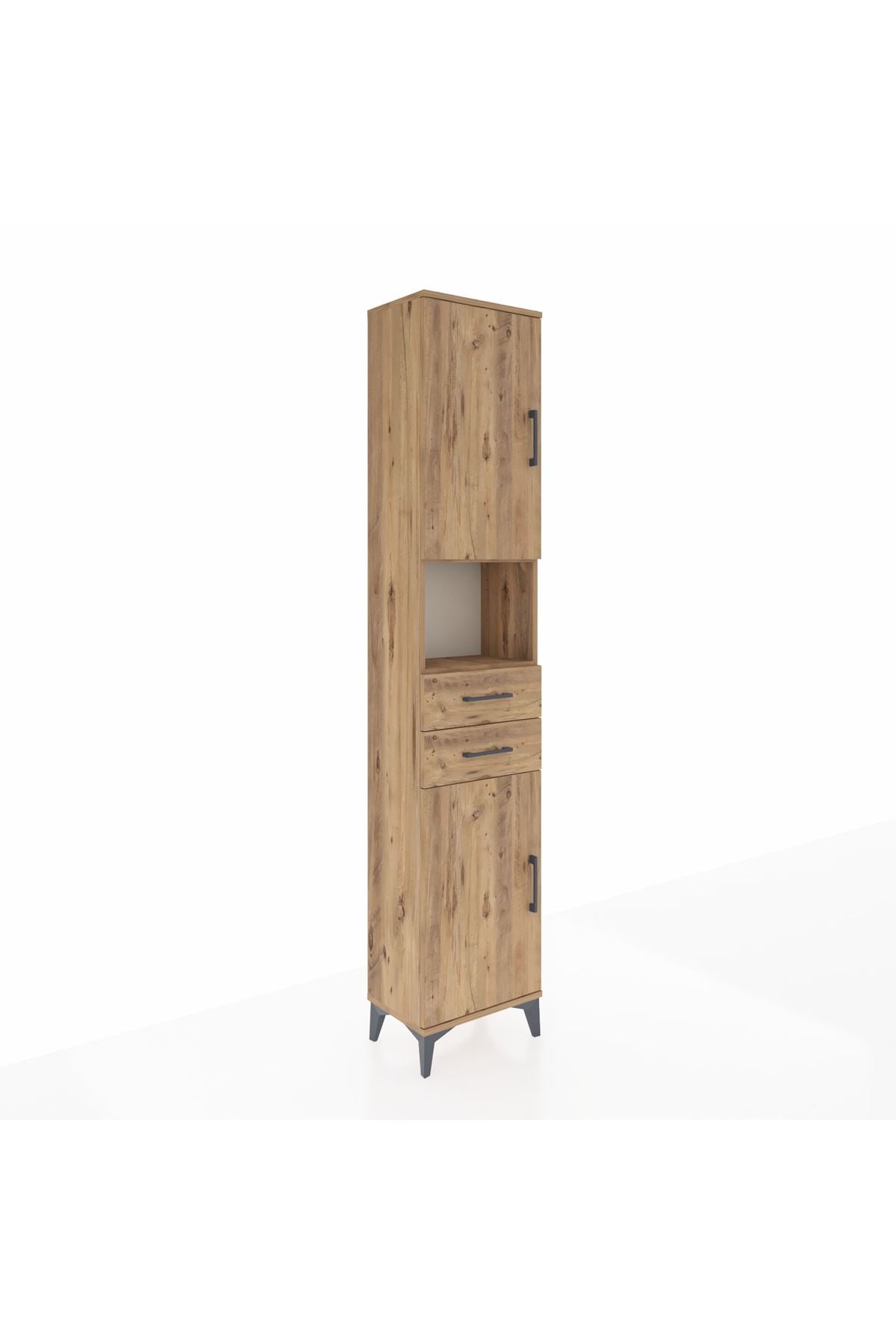 Arges Dolap 4 Raflı 2 Çekmeceli 2 Kapaklı 44x30x221 Çam-Çam