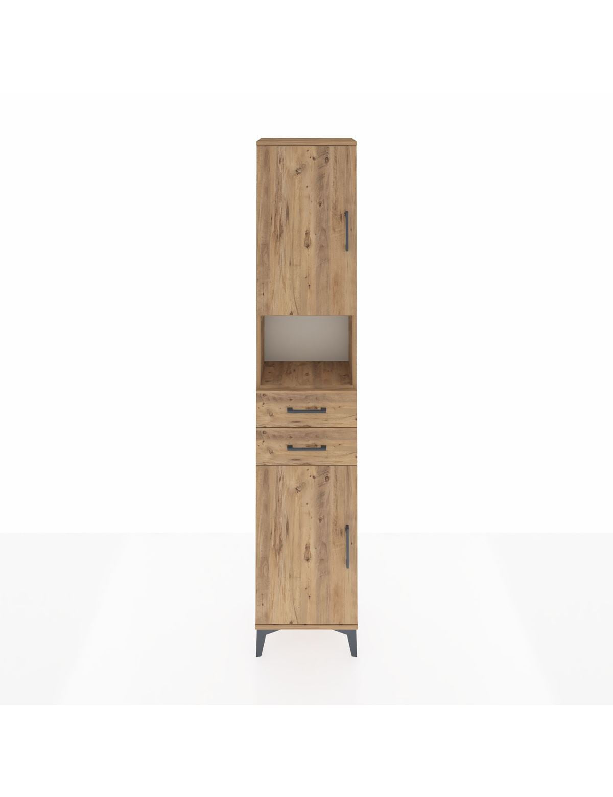 Arges Dolap 4 Raflı 2 Çekmeceli 2 Kapaklı 44x30x221 Çam-Çam