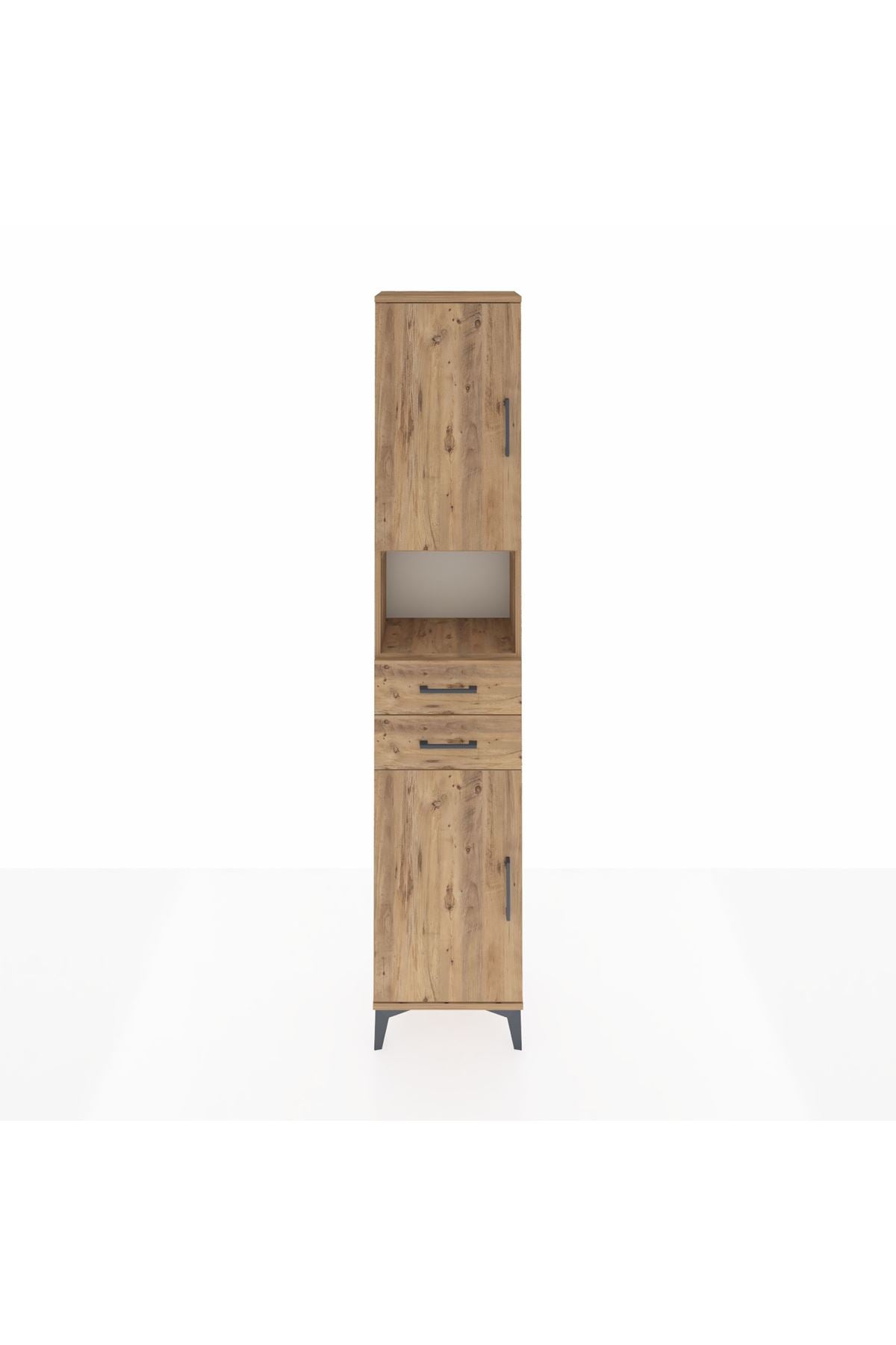 Arges Dolap 4 Raflı 2 Çekmeceli 2 Kapaklı 44x30x221 Çam-Çam