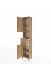 Arges Dolap 4 Raflı 2 Çekmeceli 2 Kapaklı 44x30x221 Çam-Çam