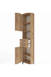 Arges Dolap 4 Raflı 2 Çekmeceli 2 Kapaklı 44x30x221 Çam-Çam