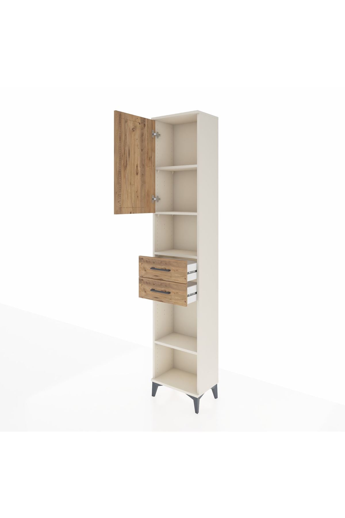 Arges Dolap 4 Raflı 2 Çekmeceli Tek Kapaklı 44x30x221 Aytaşı-Çam