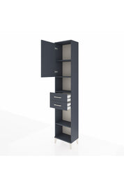 Arges Dolap 4 Raflı 2 Çekmeceli Tek Kapaklı 44x30x221 Antrasit-Antrasit