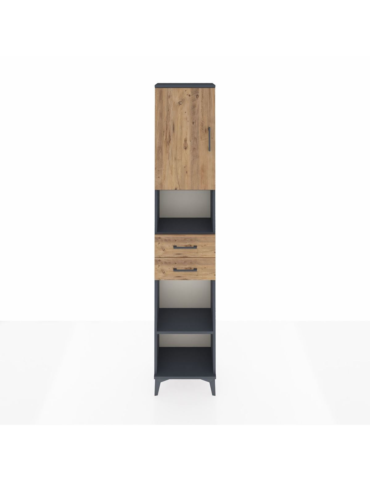 Arges Dolap 4 Raflı 2 Çekmeceli Tek Kapaklı 44x30x221 Antrasit-Çam