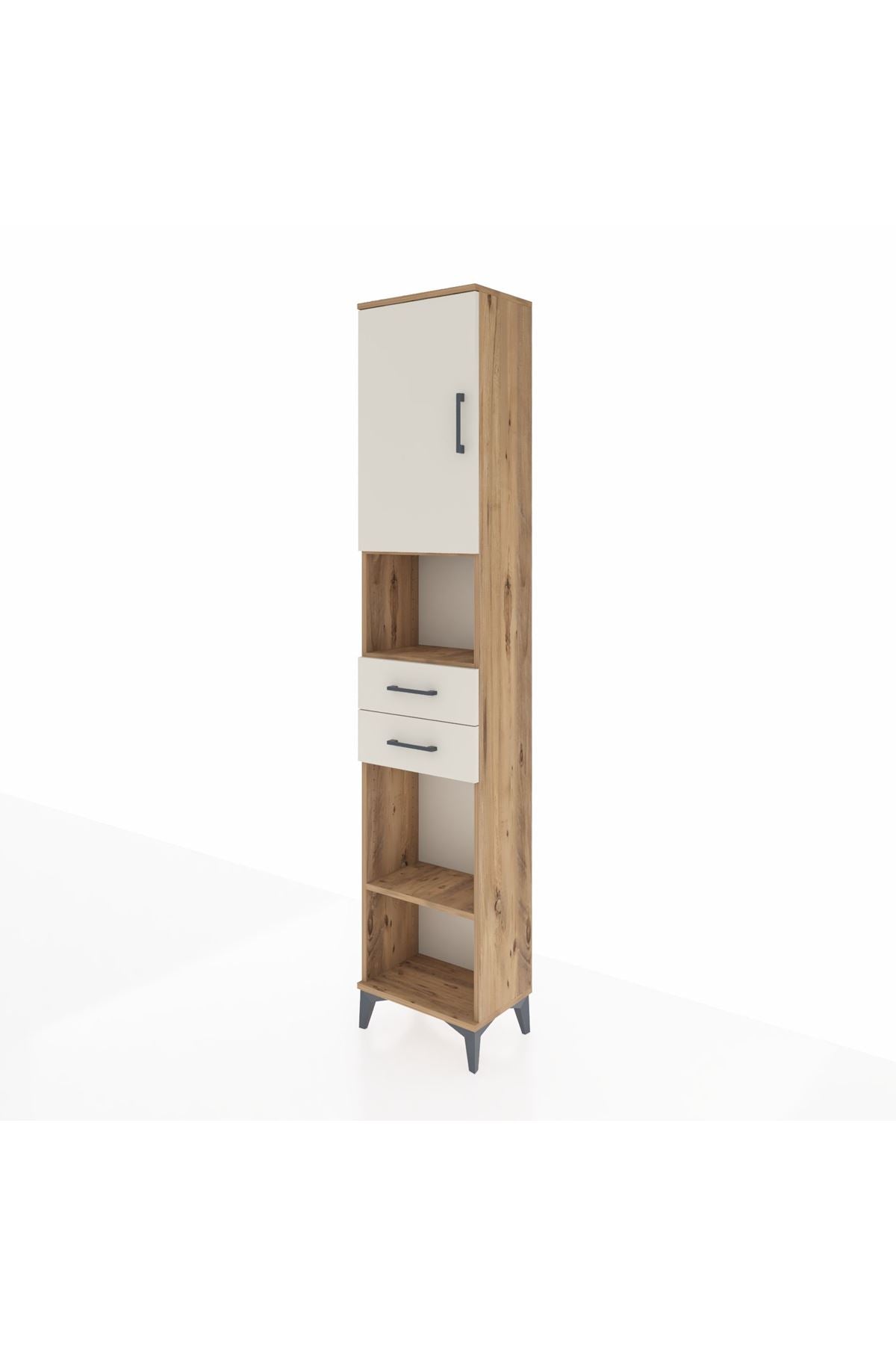 Arges Dolap 4 Raflı 2 Çekmeceli Tek Kapaklı 44x30x221 Çam-Aytaşı