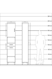 Arges Dolap 4 Raflı 2 Çekmeceli Tek Kapaklı 44x30x221 Çam-Antrasit