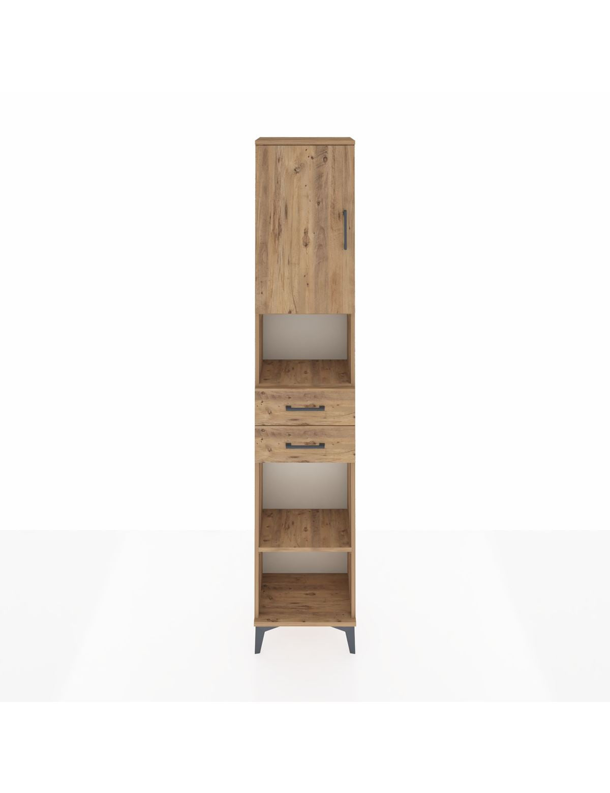 Arges Dolap 4 Raflı 2 Çekmeceli Tek Kapaklı 44x30x221 Çam-Çam