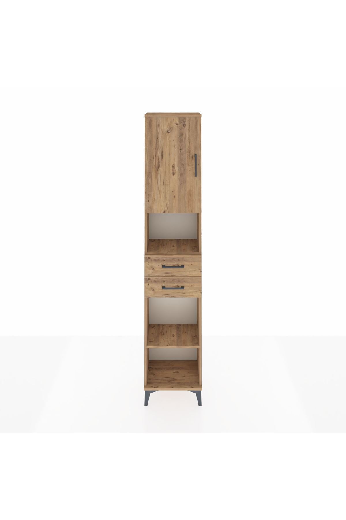 Arges Dolap 4 Raflı 2 Çekmeceli Tek Kapaklı 44x30x221 Çam-Çam