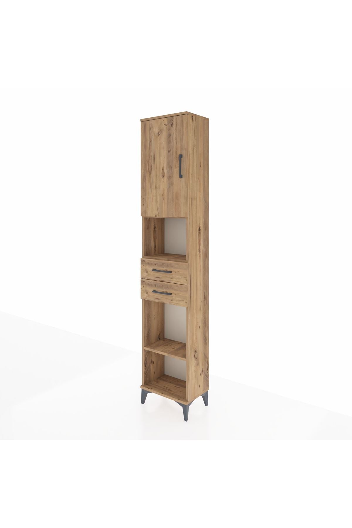 Arges Dolap 4 Raflı 2 Çekmeceli Tek Kapaklı 44x30x221 Çam-Çam