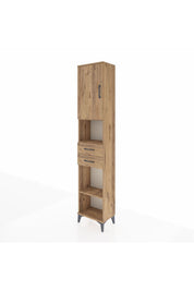 Arges Dolap 4 Raflı 2 Çekmeceli Tek Kapaklı 44x30x221 Çam-Çam