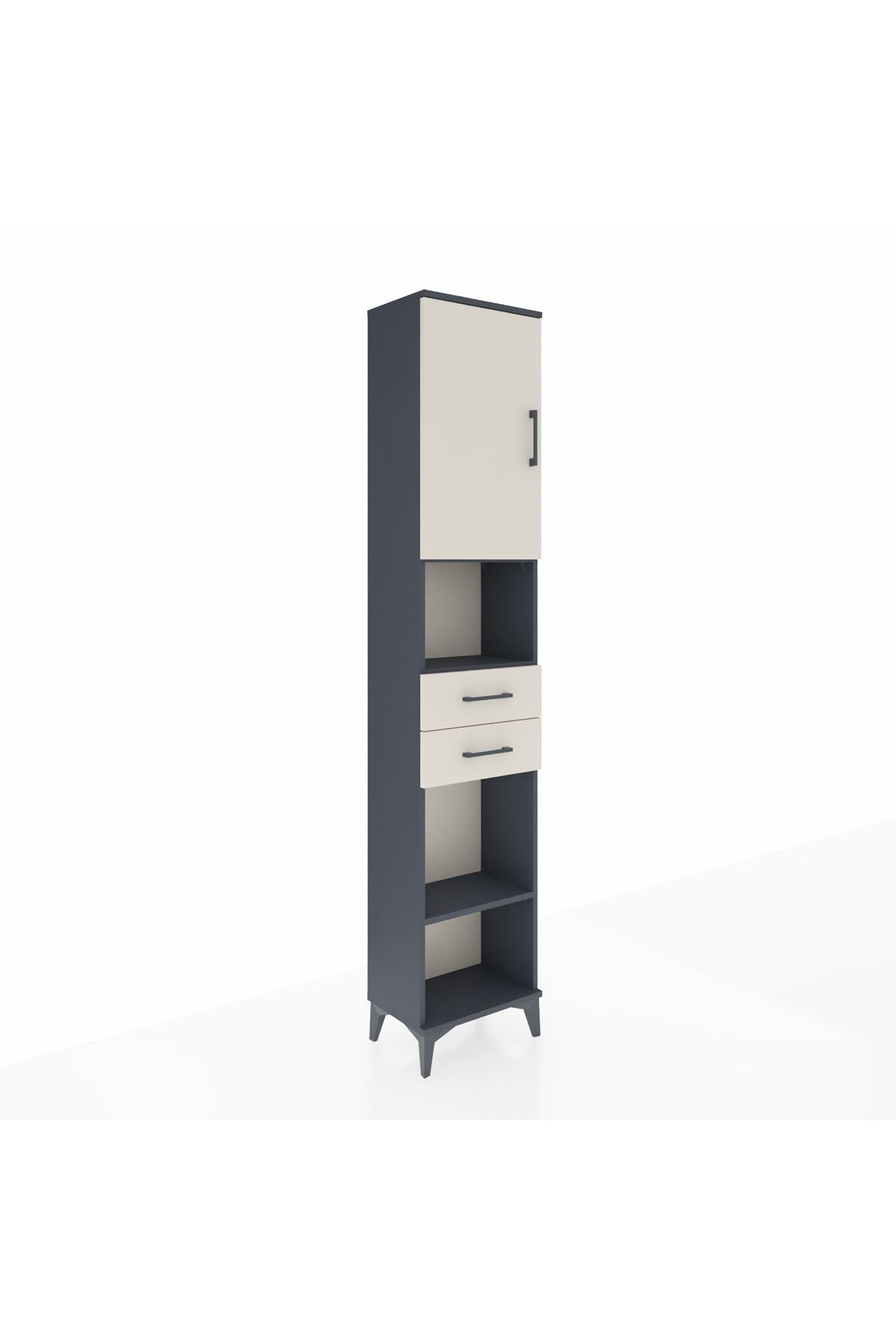 Arges Dolap 4 Raflı 2 Çekmeceli Tek Kapaklı 44x30x221 Antrasit-Aytaşı