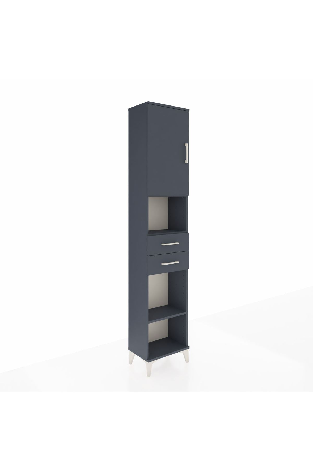 Arges Dolap 4 Raflı 2 Çekmeceli Tek Kapaklı 44x30x221 Antrasit-Antrasit