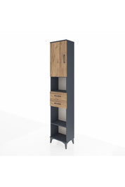 Arges Dolap 4 Raflı 2 Çekmeceli Tek Kapaklı 44x30x221 Antrasit-Çam