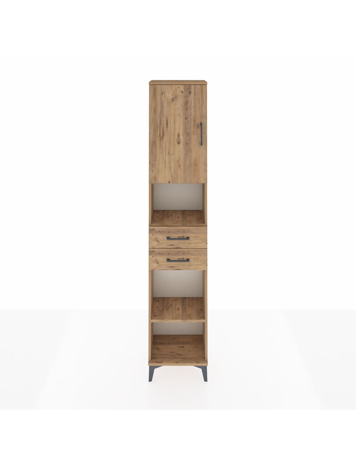 Arges Dolap 4 Raflı 2 Çekmeceli Tek Kapaklı 44x30x221 Çam-Çam