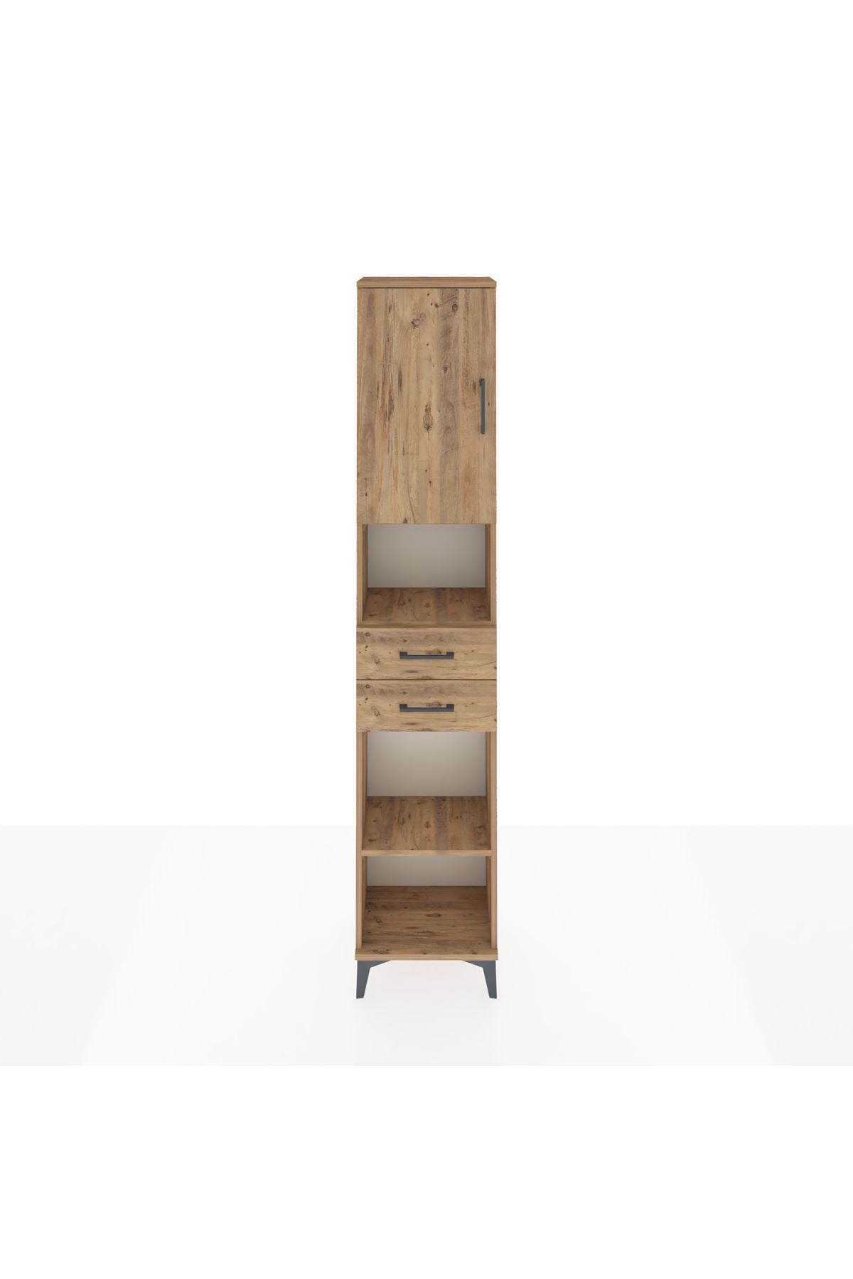 Arges Dolap 4 Raflı 2 Çekmeceli Tek Kapaklı 44x30x221 Çam-Çam