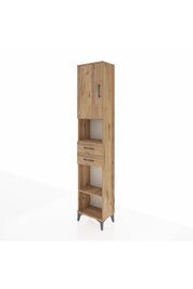 Arges Dolap 4 Raflı 2 Çekmeceli Tek Kapaklı 44x30x221 Çam-Çam