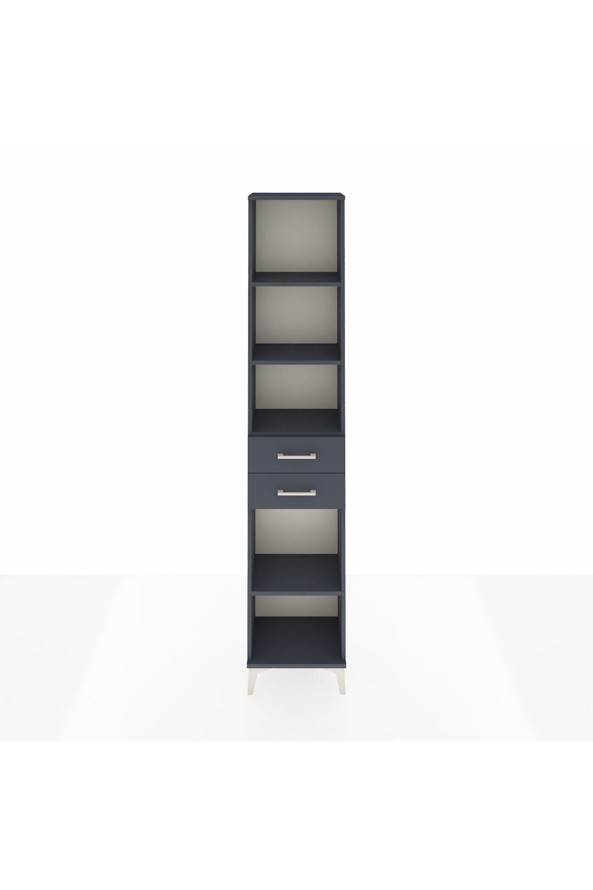 Arges Dolap 4 Raflı 3 Çekmeceli 44x30x221 Antrasit-Antrasit