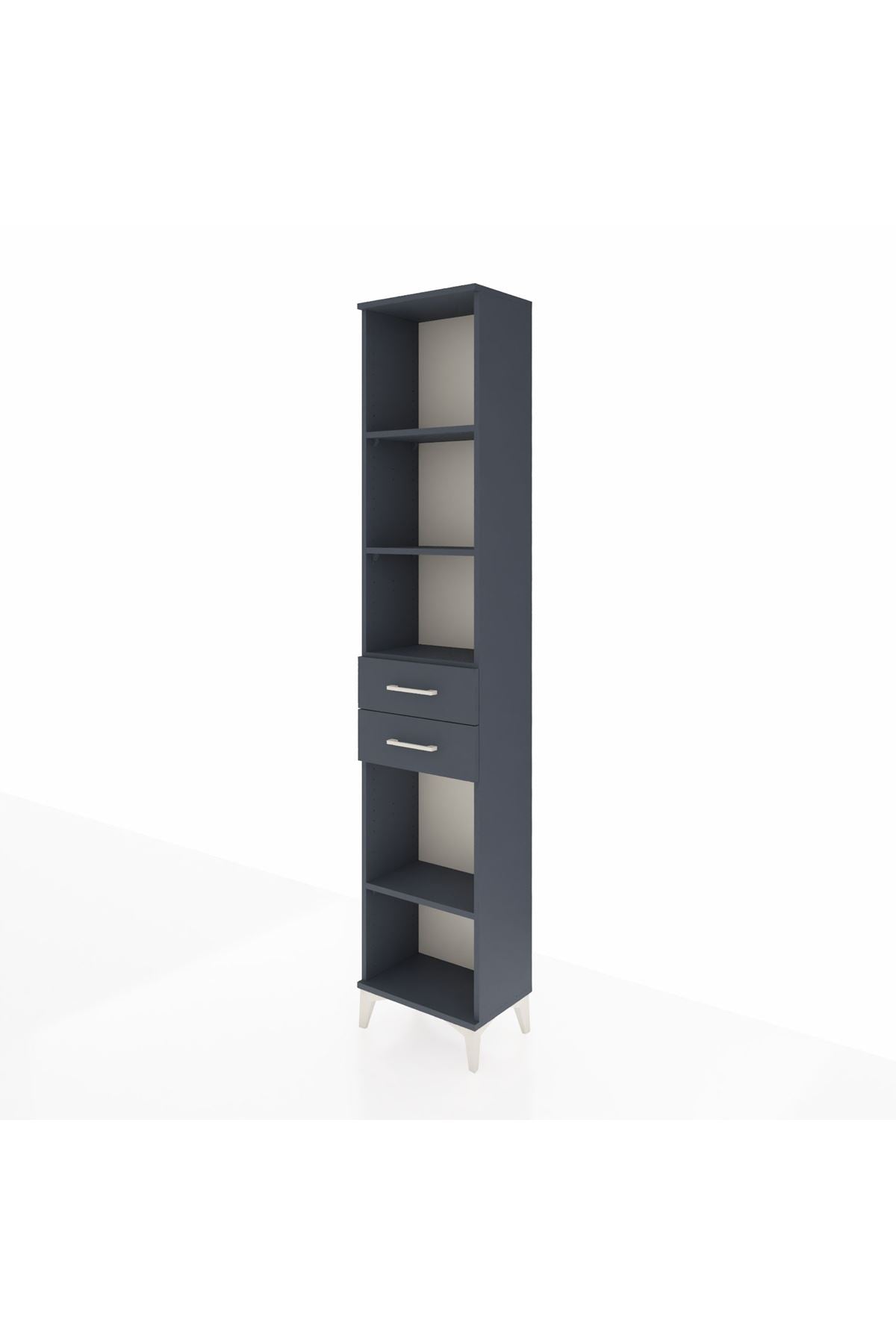 Arges Dolap 4 Raflı 3 Çekmeceli 44x30x221 Antrasit-Antrasit