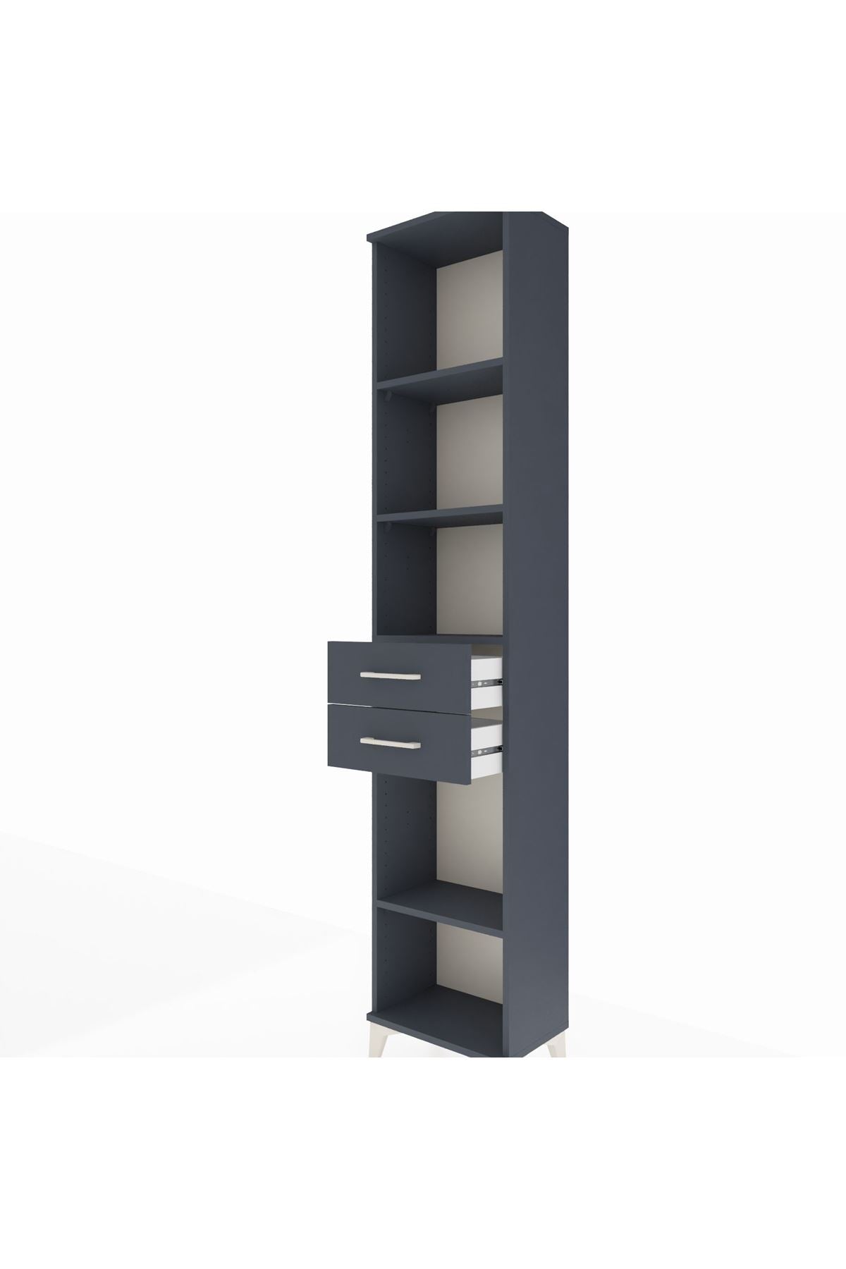 Arges Dolap 4 Raflı 3 Çekmeceli 44x30x221 Antrasit-Antrasit