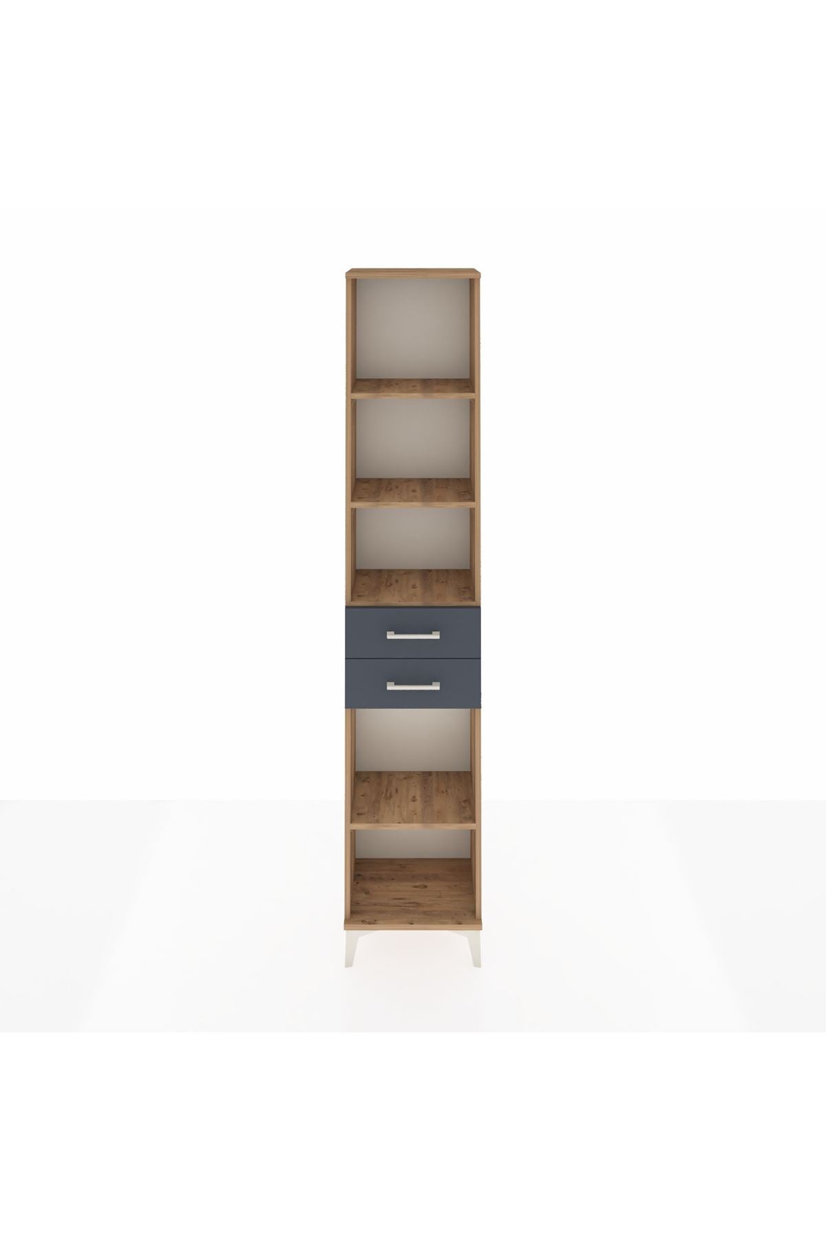 Arges Dolap 4 Raflı 3 Çekmeceli 44x30x221 Çam-Antrasit