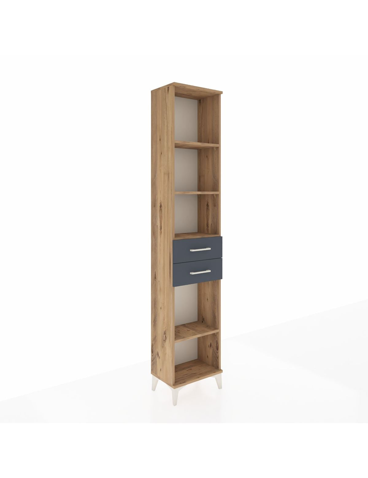 Arges Dolap 4 Raflı 3 Çekmeceli 44x30x221 Çam-Antrasit